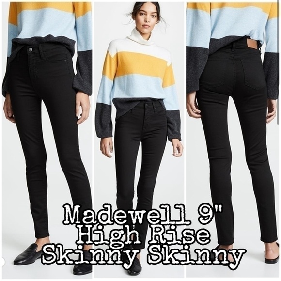 Madewell 9" High Rise Skinny Jeans in Black Frost Size 30 - Picture 4 of 8